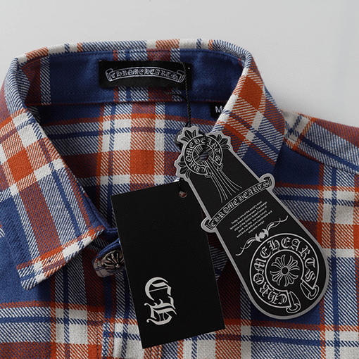 クロムハーツ 新作ストライプチェックパッチワークシルバーボタンカーディガン長袖シャツ