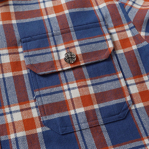 クロムハーツ 新作ストライプチェックパッチワークシルバーボタンカーディガン長袖シャツ