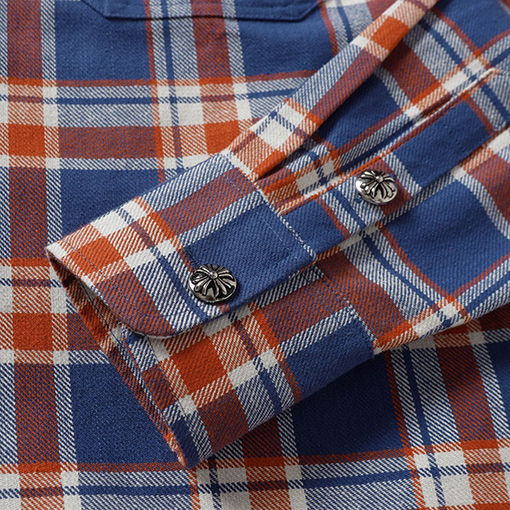 クロムハーツ 新作ストライプチェックパッチワークシルバーボタンカーディガン長袖シャツ