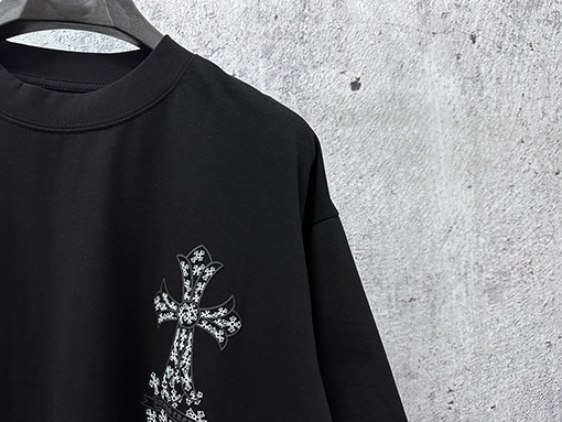 クロムハーツブランドコピー プリント入りクルーネック半袖Tシャツ