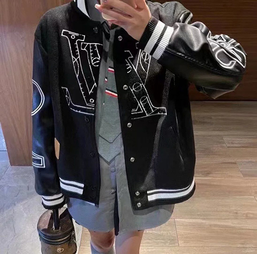 ルイヴィトンコピー LV 大きなロゴのパッチワークベースボールジャージ