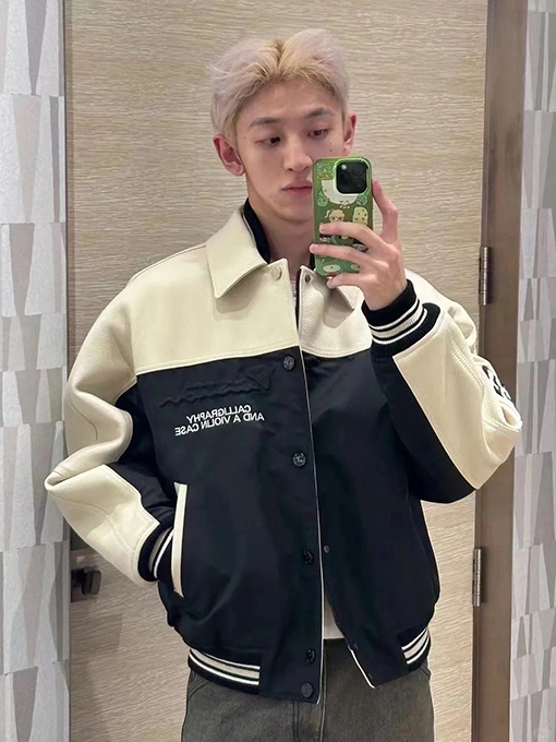 ルイヴィトンスーパーコピー レタープリントパッチワークベースボールジャケット