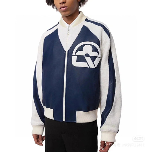 ルイヴィトン 花柄の文字ロゴが入ったベースボールジャージ