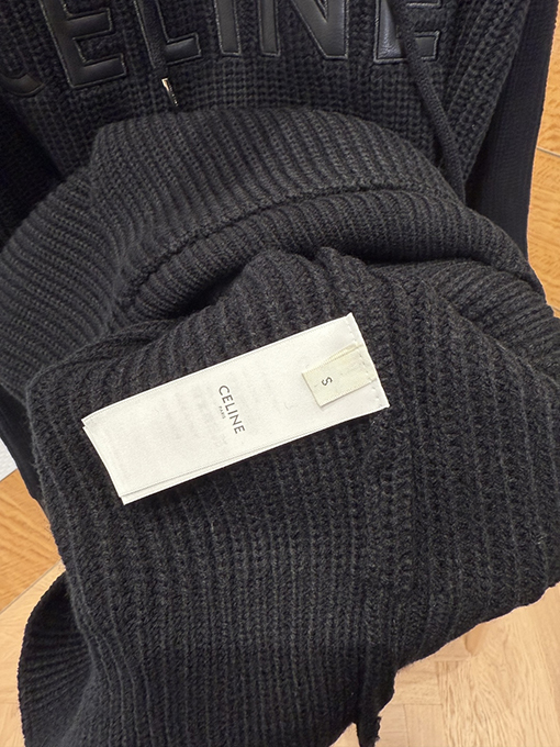 セリーヌ CELINE レザーアップリケ刺繍りウールパーカー