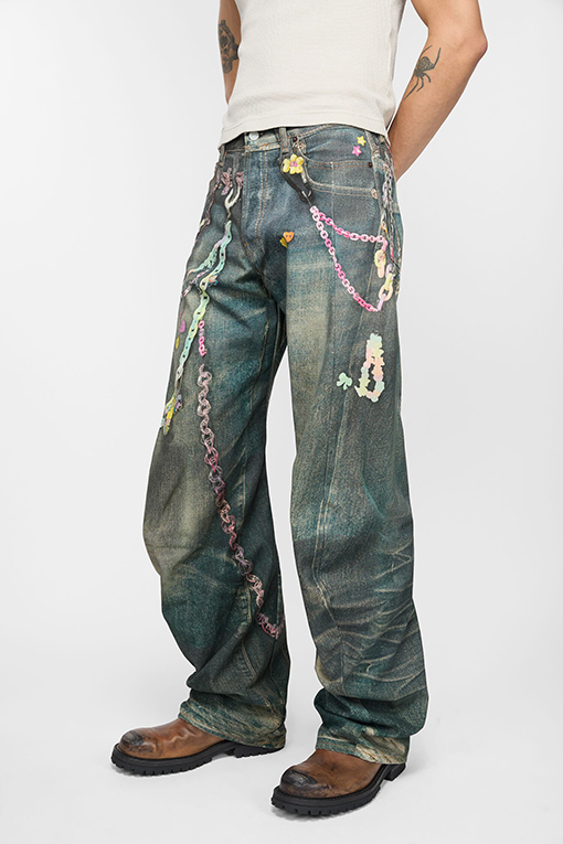 アクネストゥディオズブランドコピー 3D プリントされたカーブジーンズ