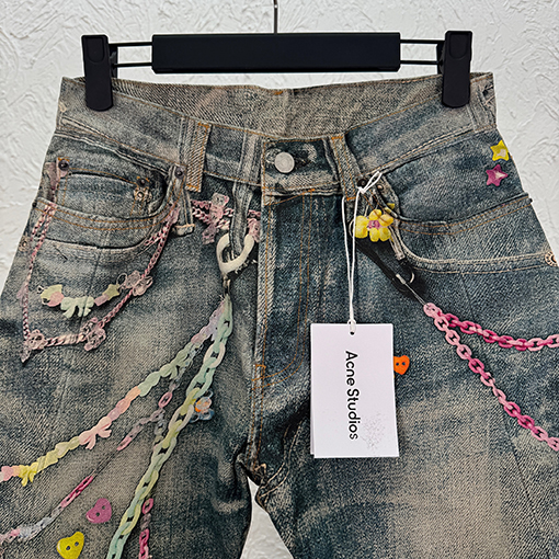 アクネストゥディオズブランドコピー 3D プリントされたカーブジーンズ