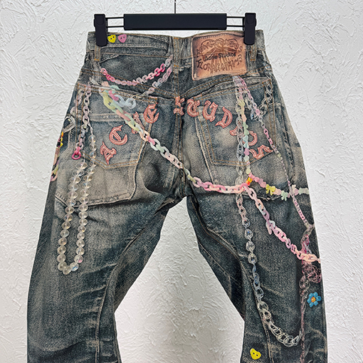 アクネストゥディオズブランドコピー 3D プリントされたカーブジーンズ