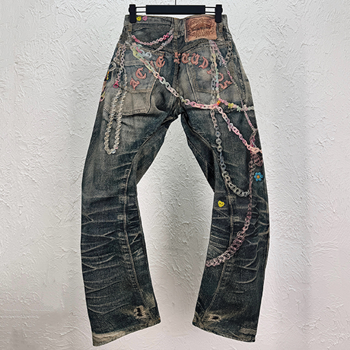 アクネストゥディオズブランドコピー 3D プリントされたカーブジーンズ