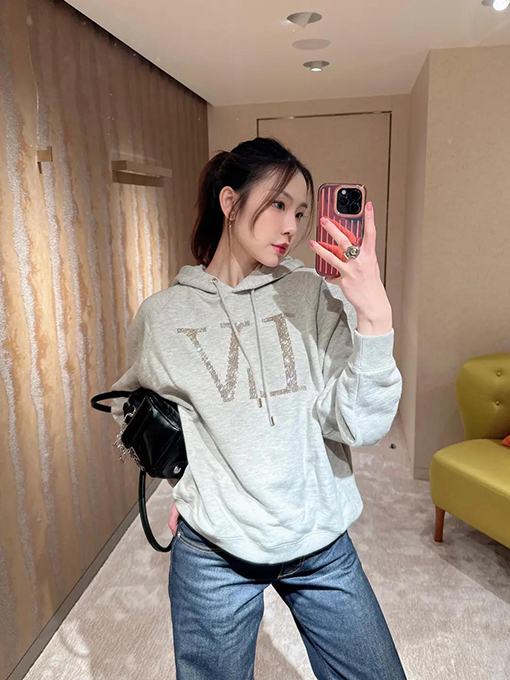 ルイヴィトンコピー LV ラインストーン付きフード付きスウェットシャツ