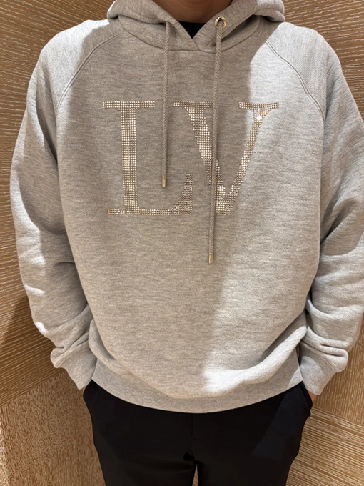 ルイヴィトンコピー LV ラインストーン付きフード付きスウェットシャツ