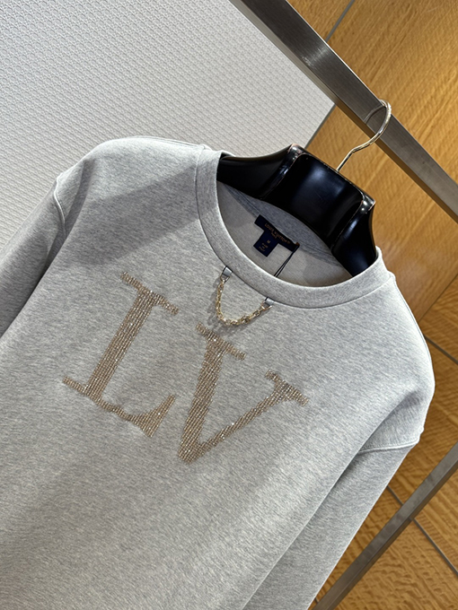 ルイヴィトン LV ラインストーンチェーン付き長袖シャツ