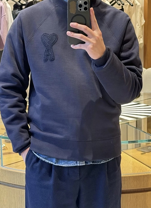 アミスーパーコピー 織り刺繍入りクルーネックのスウェットシャツ