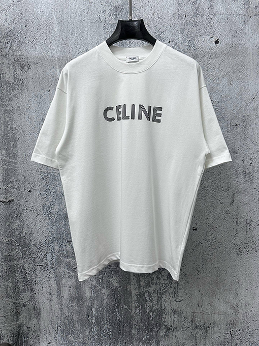 セリーヌスーパーコピー CELINE 文字ロゴプリントの半袖Tシャツ