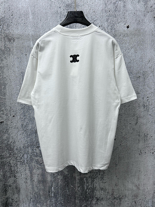 セリーヌブランドコピー CELINE 文字ロゴ点線フォーム半袖Tシャツ