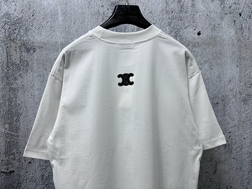 セリーヌブランドコピー CELINE 文字ロゴ点線フォーム半袖Tシャツ