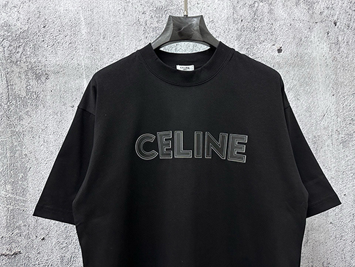 セリーヌブランドコピー CELINE 文字ロゴ点線フォーム半袖Tシャツ