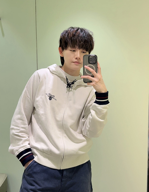 プラダ PRADA レトロなプレッピースタイルのジップアップスウェットジャケット