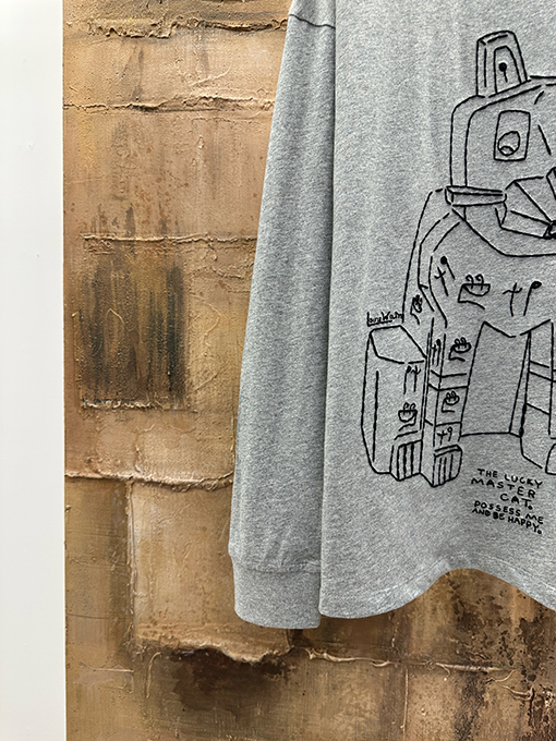 ロエベコピー 米粒糸で猫の刺繍をした長袖シャツ