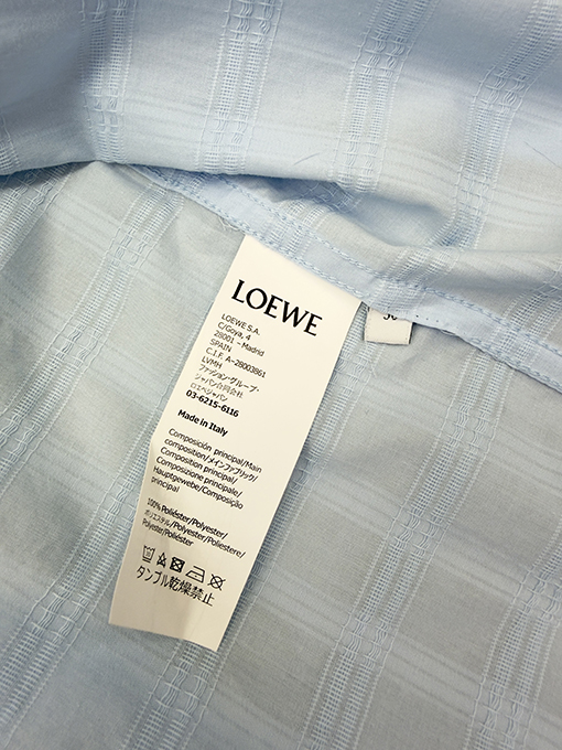 ロエベ LOEWE パッチポケット付き刺繍入りのチェック柄半袖シャツ