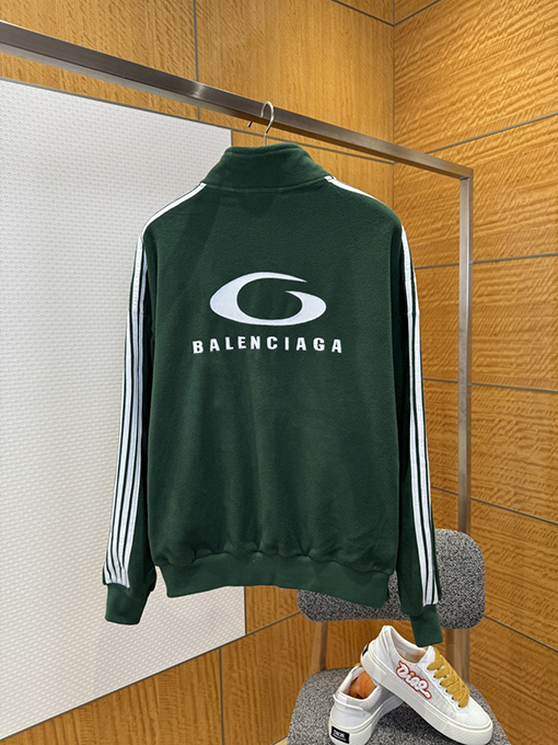 バレンシアガスーパーコピー BALENCIAGA 刺繍入りストライプ柄ジップアップジャケット