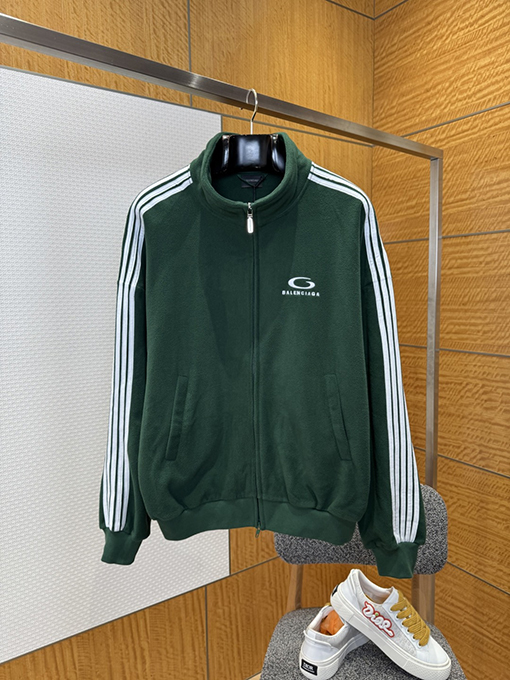 バレンシアガスーパーコピー BALENCIAGA 刺繍入りストライプ柄ジップアップジャケット