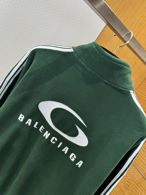 バレンシアガスーパーコピー BALENCIAGA 刺繍入りストライプ柄ジップアップジャケット