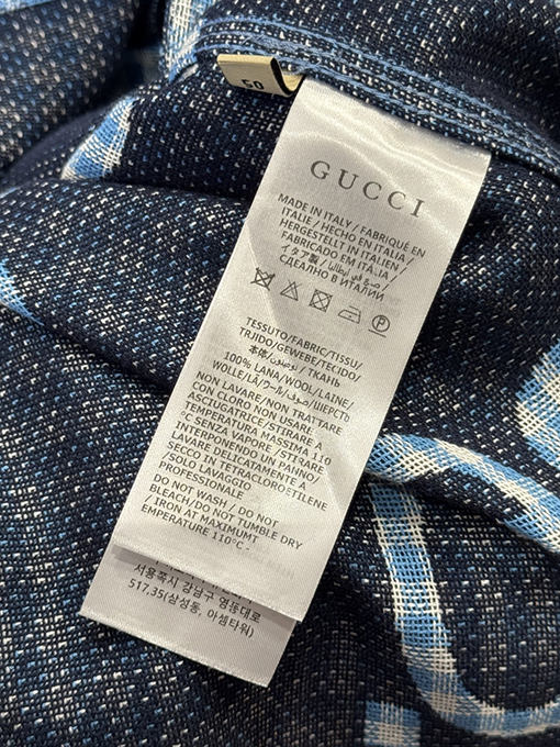 グッチブランドコピー 細かいチェック柄のダブルG総柄プリント長袖シャツ