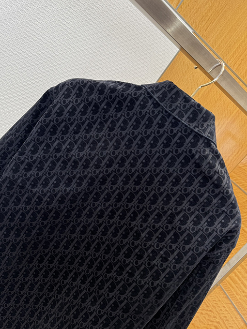 ディオールブランドスーパーコピー 全面プリントの襟付きシングルブレスト長袖シャツジャケット