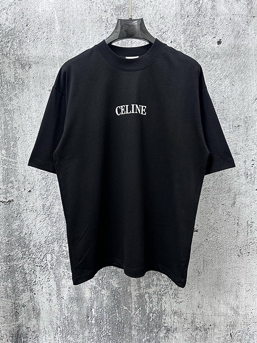 セリーヌ CELINE 文字ロゴフィルムプリントカップル半袖Tシャツ