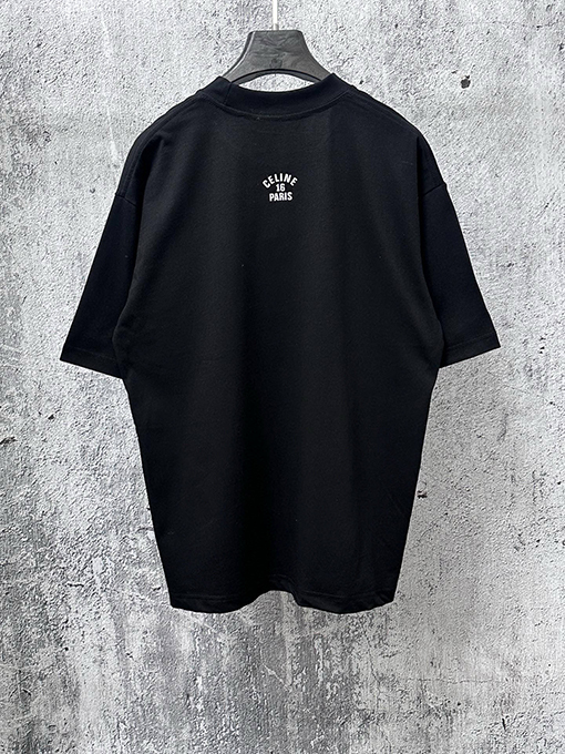 セリーヌ CELINE 文字ロゴフィルムプリントカップル半袖Tシャツ