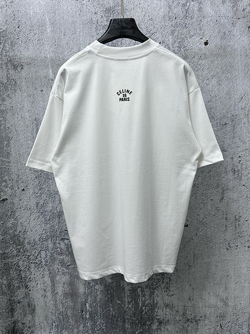 セリーヌ CELINE 文字ロゴフィルムプリントカップル半袖Tシャツ