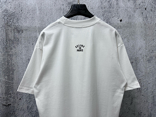 セリーヌ CELINE 文字ロゴフィルムプリントカップル半袖Tシャツ