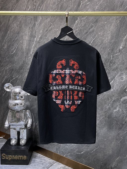 クロムハーツスーパーコピー 宝剣 ヘビーインダストリー 刺繍アップリケ 半袖Tシャツ