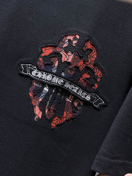 クロムハーツスーパーコピー 宝剣 ヘビーインダストリー 刺繍アップリケ 半袖Tシャツ