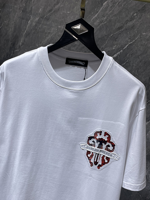 クロムハーツスーパーコピー 宝剣 ヘビーインダストリー 刺繍アップリケ 半袖Tシャツ