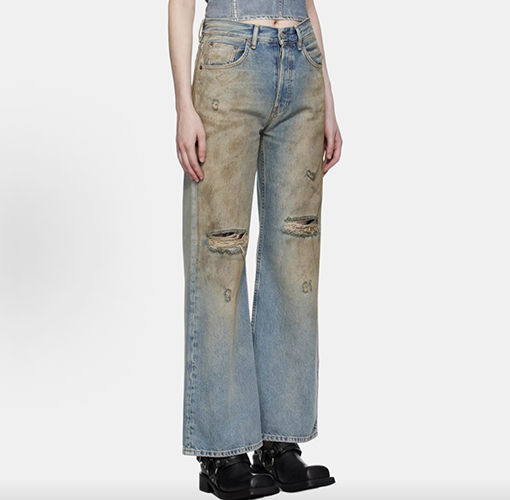 アクネストゥディオズ ダメージをしたワイドレッグジーンズ