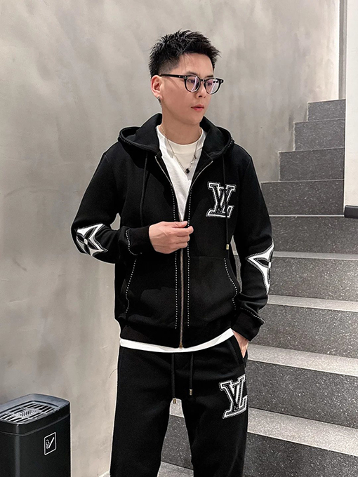 ルイヴィトンコピー LV インターシャ編みのジップアップカーディガン