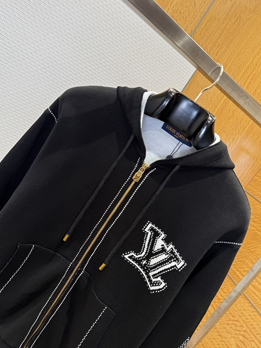 ルイヴィトンコピー LV インターシャ編みのジップアップカーディガン