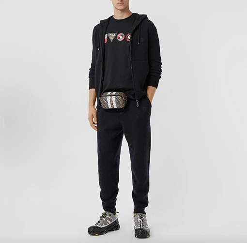 バーバリー 刺繍りドローストリング付きフード付きジップアップジャケット