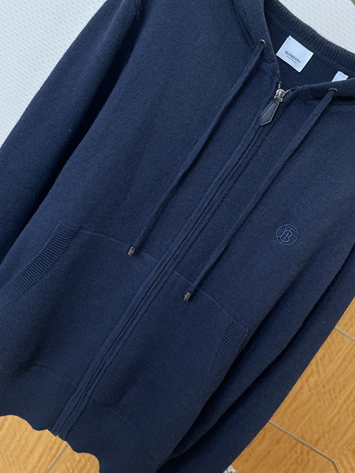 バーバリー 刺繍りドローストリング付きフード付きジップアップジャケット