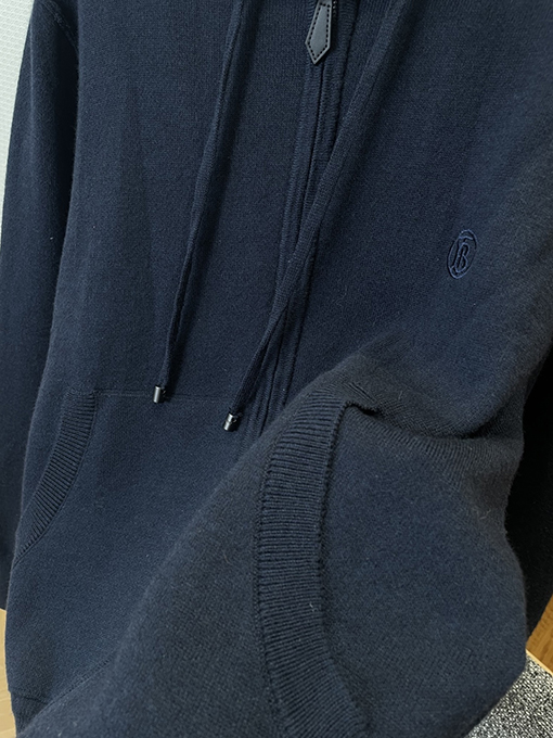 バーバリー 刺繍りドローストリング付きフード付きジップアップジャケット