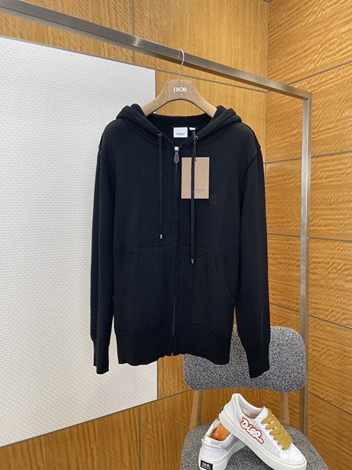 バーバリー 刺繍りドローストリング付きフード付きジップアップジャケット