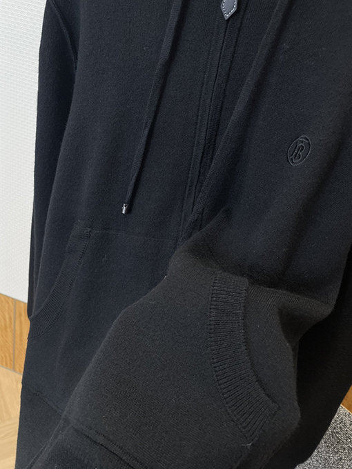 バーバリー 刺繍りドローストリング付きフード付きジップアップジャケット