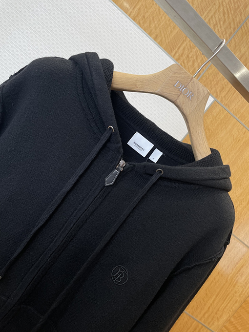 バーバリー 刺繍りドローストリング付きフード付きジップアップジャケット