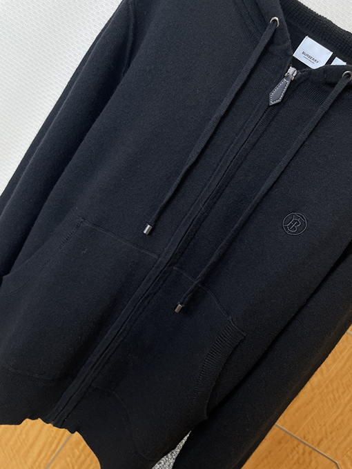 バーバリー 刺繍りドローストリング付きフード付きジップアップジャケット