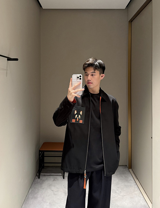 ロエベ レザーパッチポケットジャケット