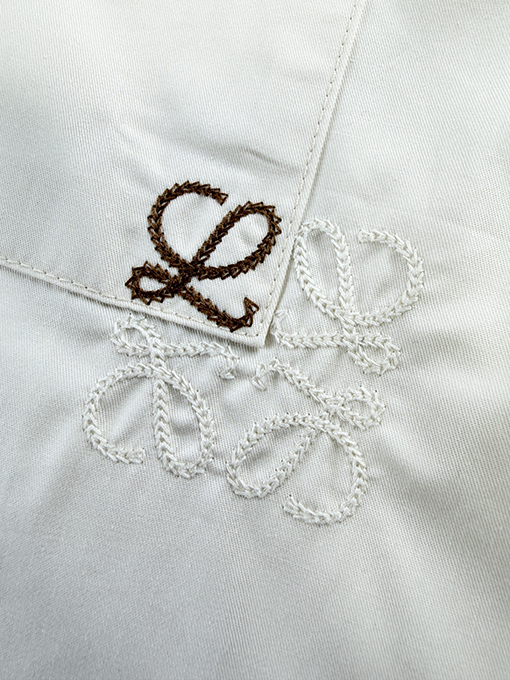 ロエベコピー 刺繍パッチポケット付き長袖シャツ