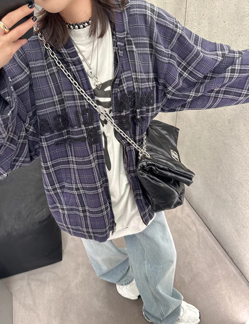 バレンシアガ BALENCIAGA チェック柄のフード付きジャケット