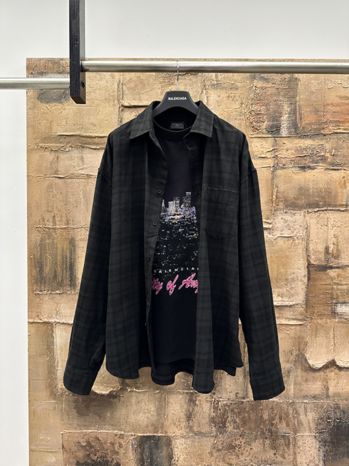 バレンシアガ BALENCIAGA ツーピースのチェック柄シャツ