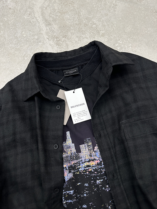 バレンシアガ BALENCIAGA ツーピースのチェック柄シャツ